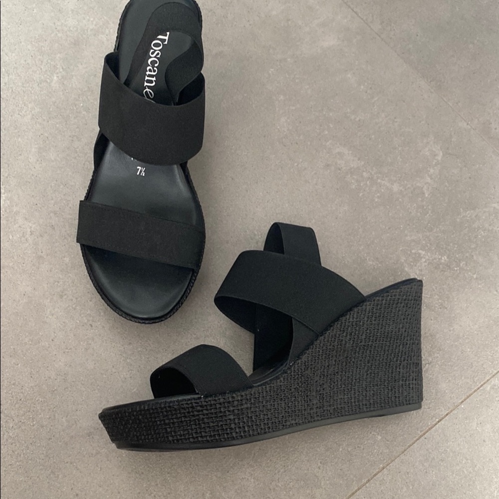 Black Wedge Sandals for Women